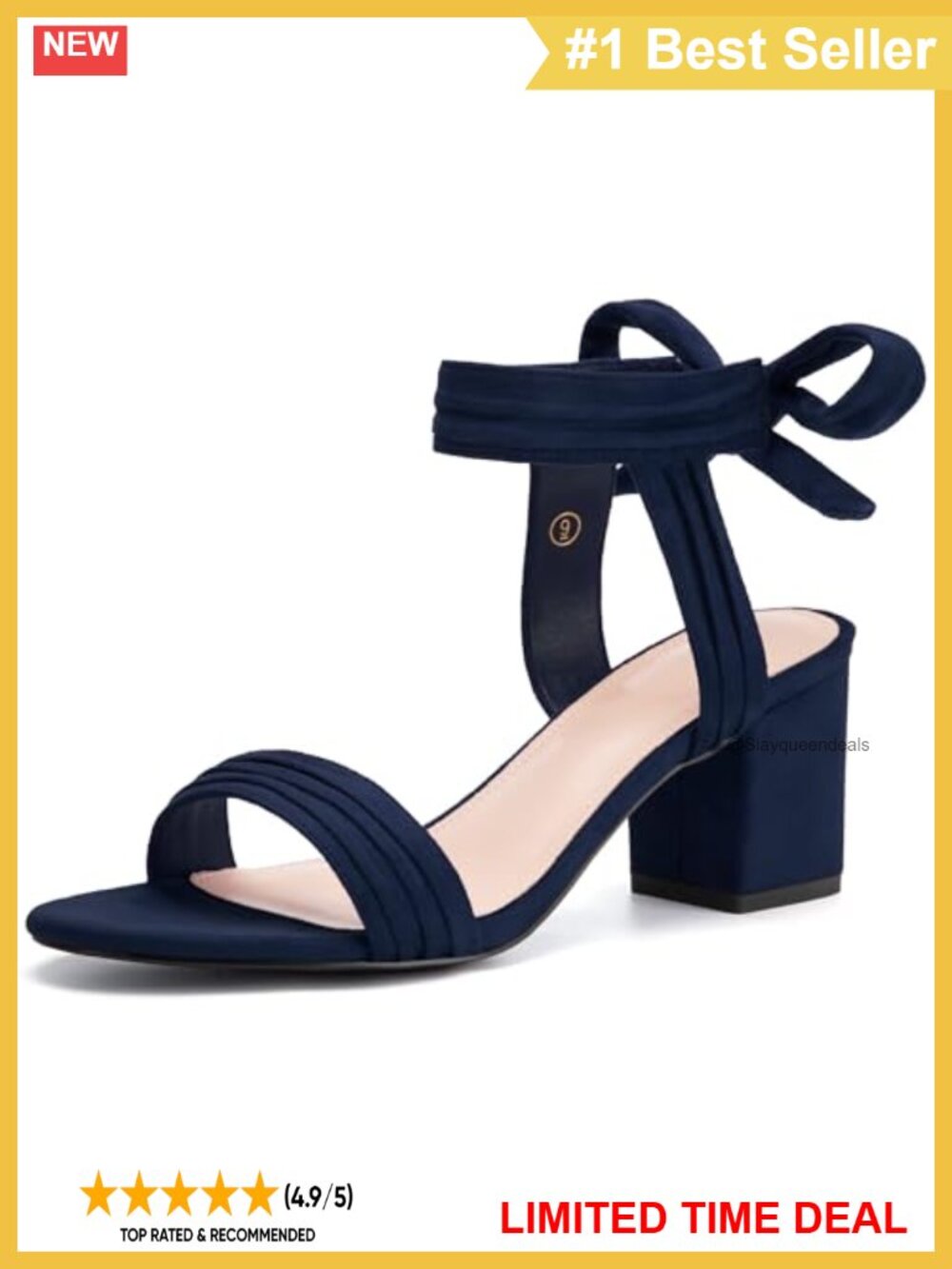 Womens Open Toe Ankle Tie Low Block Heel Sandals Faux Suede Dress Pumps